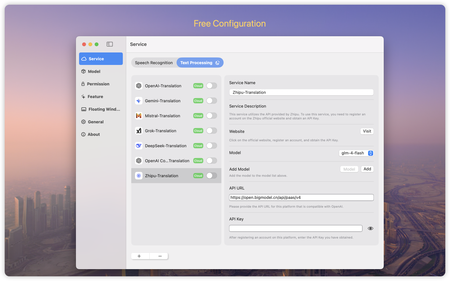 Text Processing Settings