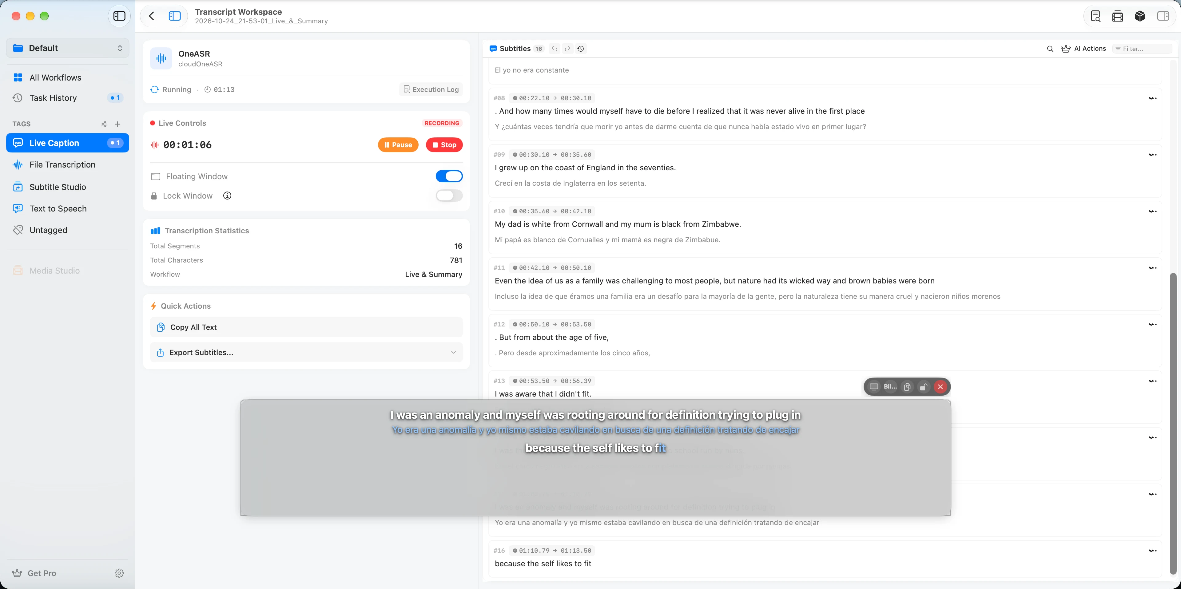 Real-Time Dual-Channel Subtitles & Translation